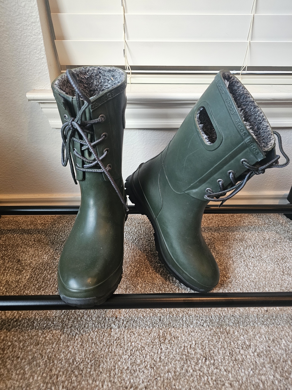 Bogs Women's Green Insulated Waterproof Lace-Up Rain Boots